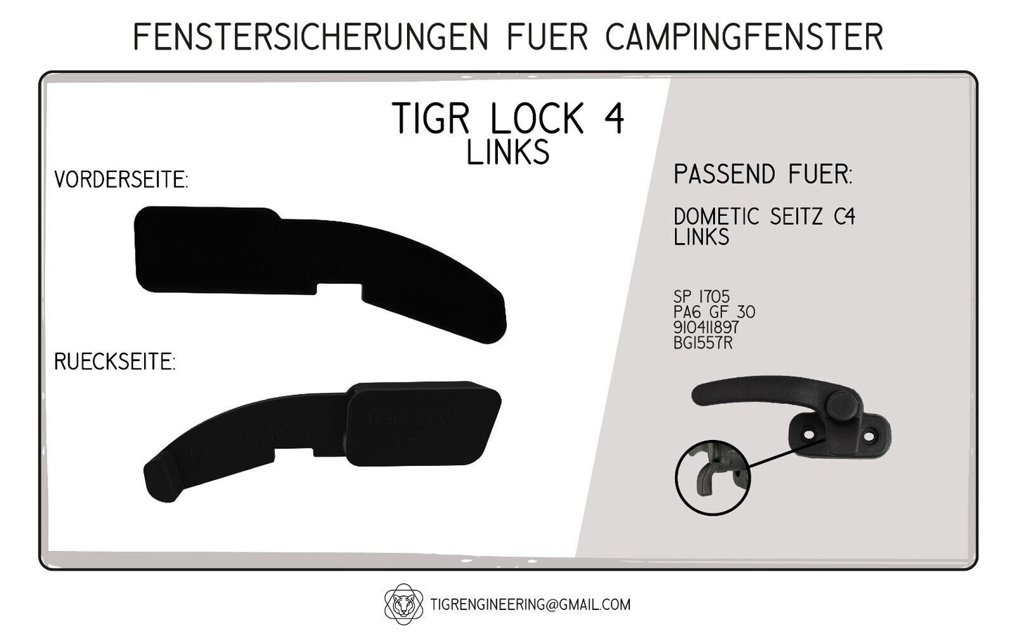TIGR Lock 4 Fenstersicherung passend für Dometic Seitz C4 links