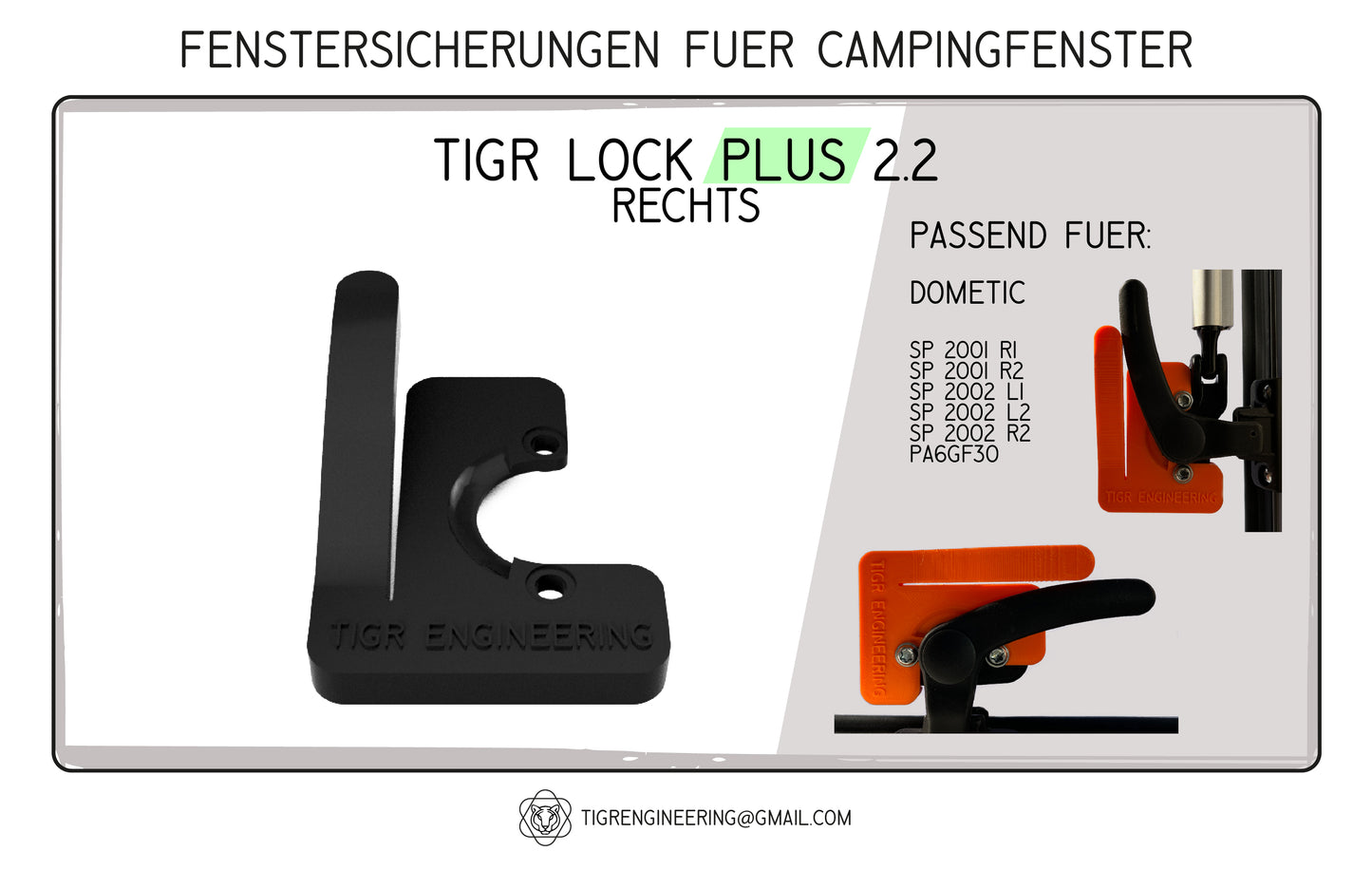 TIGR Lock Plus 2.2 Fenstersicherung passend für Dometic Camping Fenster Wohnmobil rechts
