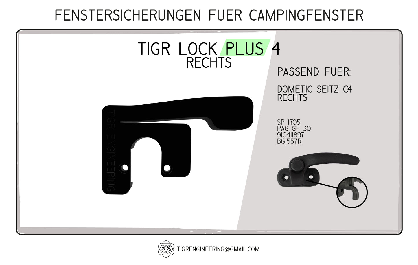 TIGR Lock Plus 4 Fenstersicherung passend für Dometic Seitz C4 rechts