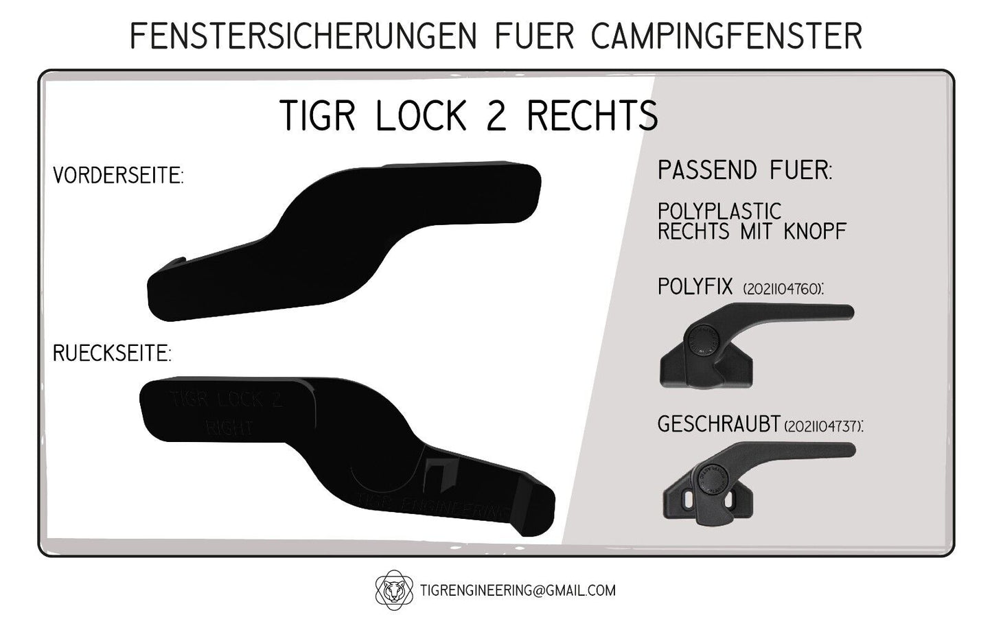 TIGR Lock 2 Fenstersicherung passend für Polyplastic (Griff mit Knopf) rechts