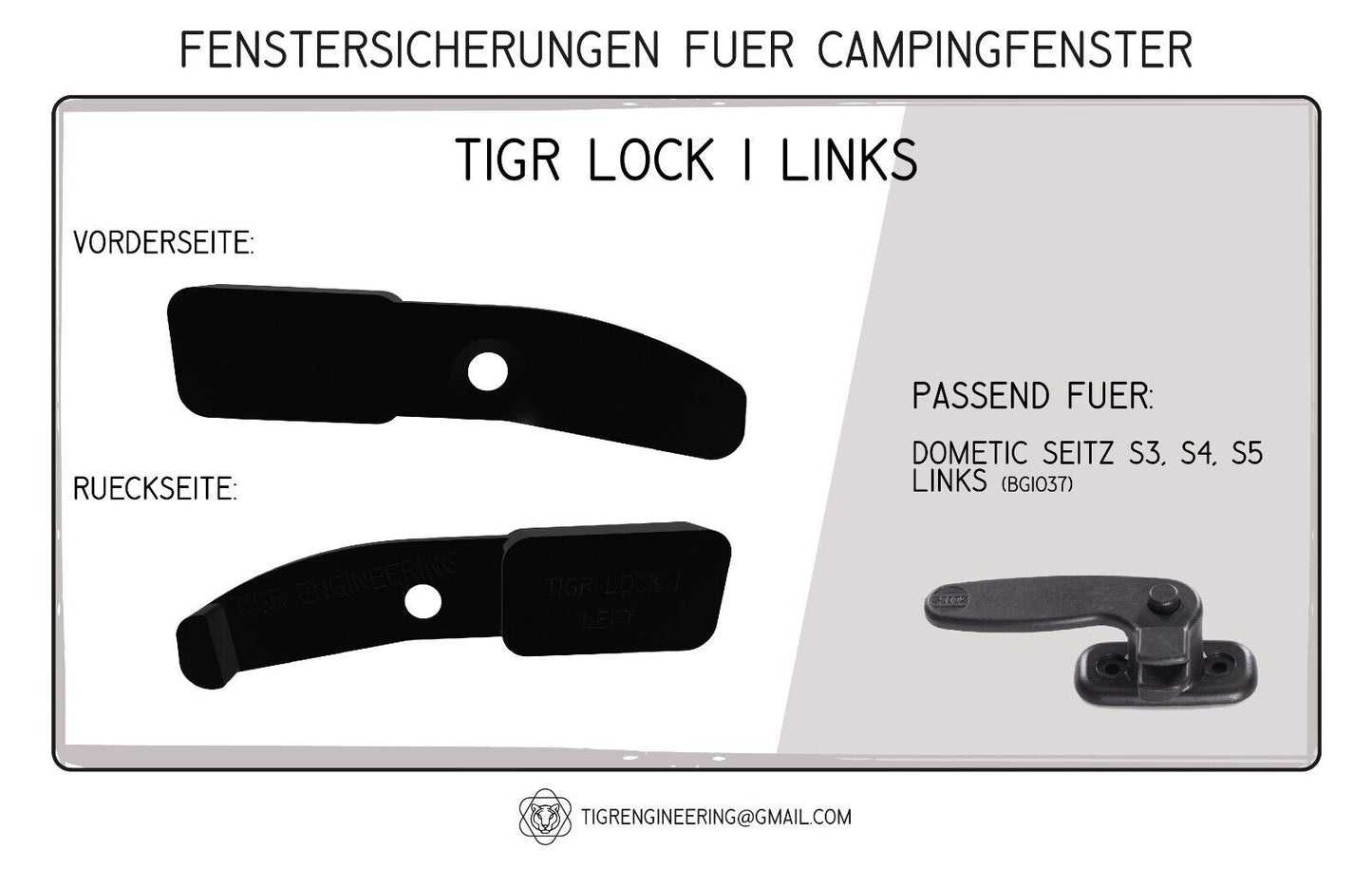 TIGR Lock 1 Fenstersicherung passend für Dometic Seitz S3, S4, S5 links
