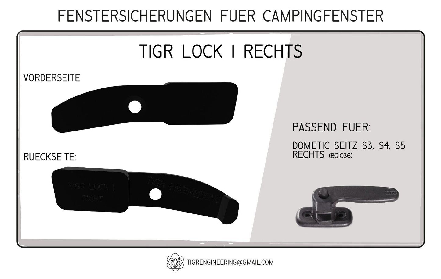 TIGR Lock 1 Fenstersicherung passend für Dometic Seitz S3, S4, S5 rechts