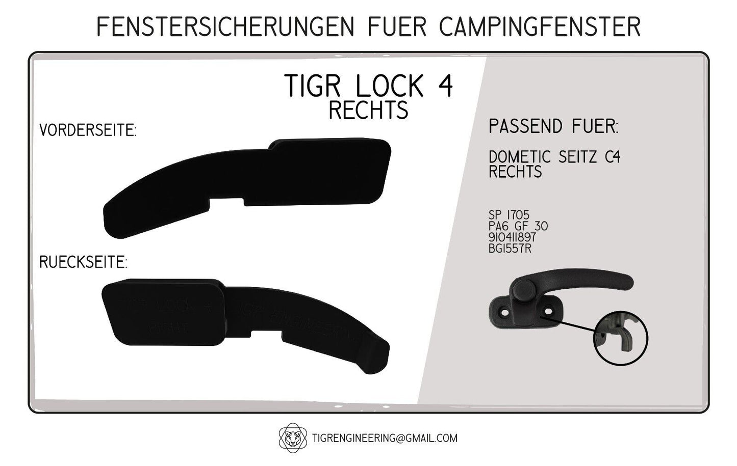 TIGR Lock 4 Fenstersicherung passend für Dometic Seitz C4 rechts