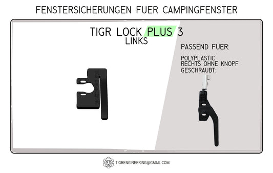 TIGR Lock Plus 3 Fenstersicherungen für Polyplastic Camping Fenster Wohnmobil links