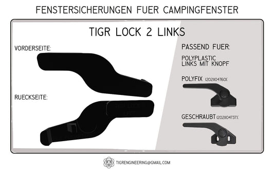 TIGR Lock 2 Fenstersicherung für Polyplastic (Griff mit Knopf) links