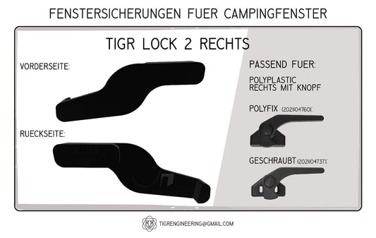 TIGR Lock 2 Fenstersicherung für Polyplastic (Griff mit Knopf) rechts