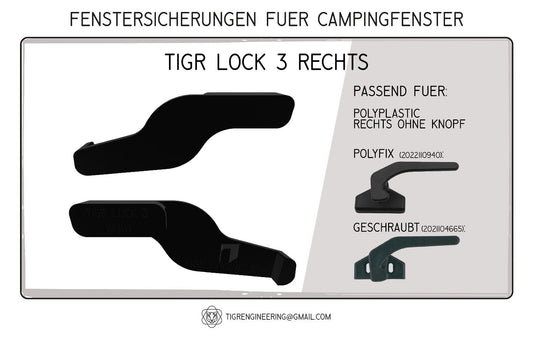 TIGR Lock 3 Fenstersicherung für Polyplastic (Griff ohne Knopf) rechts